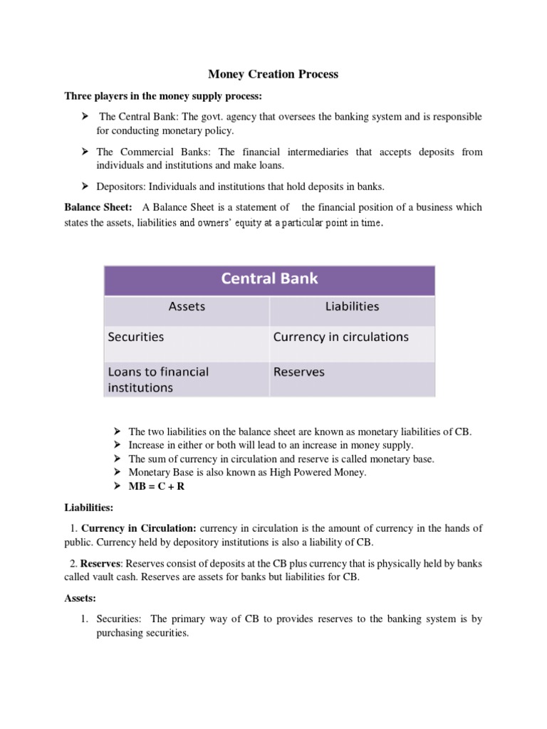 Money Creation Process PDF Banks Money Creation