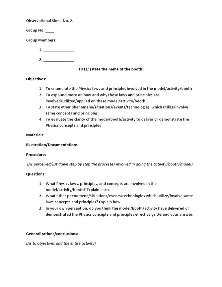 Observational Guide2 For The Calbayog Exhibit | PDF