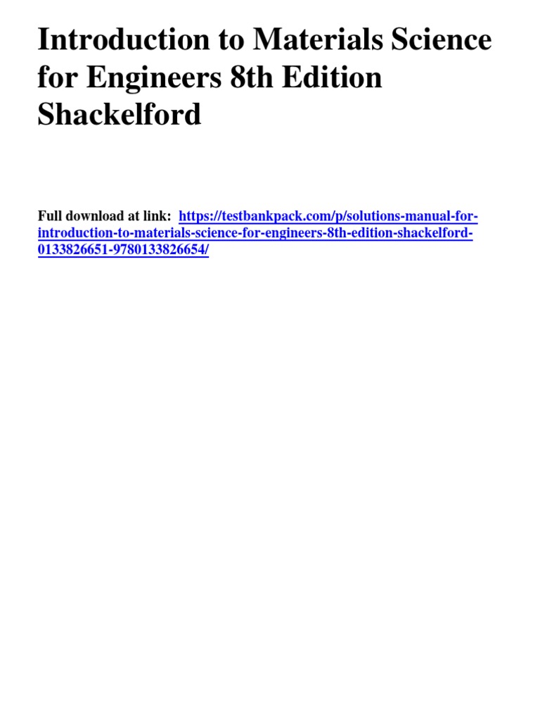 Introduction To Materials Science For Engineers 8th Edition Shackelford ...