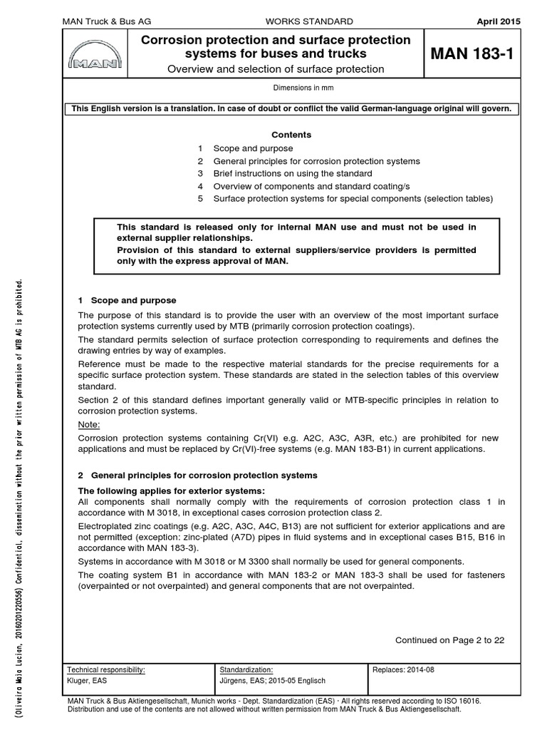 MAN 183-1 Corrosion Protection Standards | PDF | Corrosion | Materials