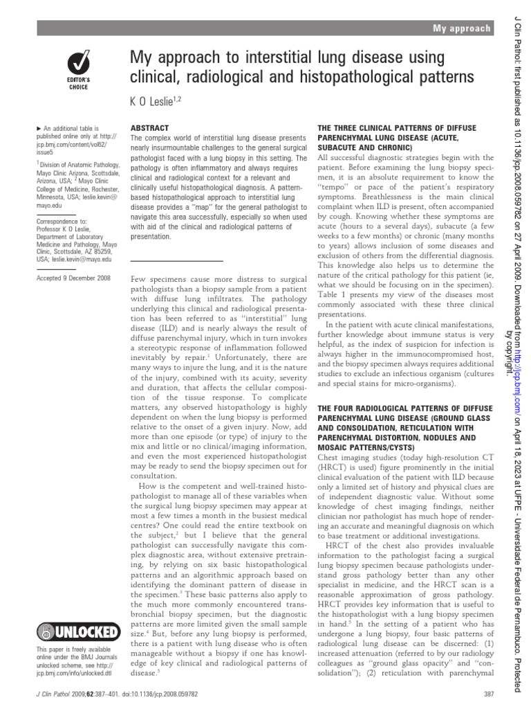 My Approach To Interstitial Lung Disease Usingclinical, Radiological ...