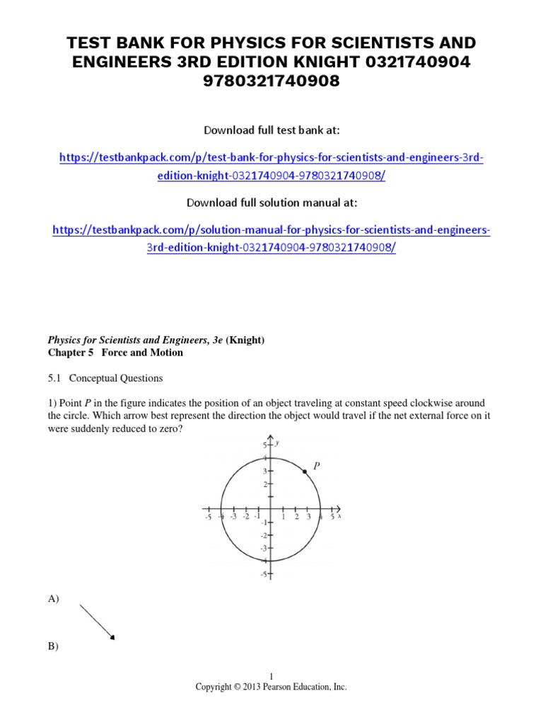 Physics For Scientists and Engineers 3rd Edition Knight Test Bank 1 | PDF