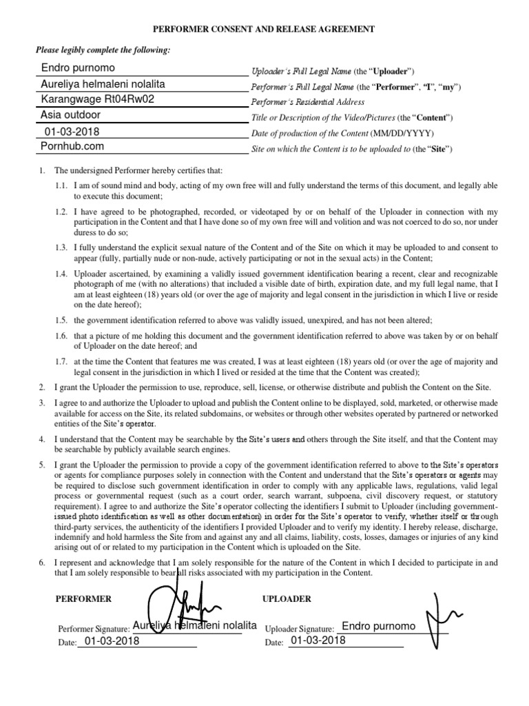 Performer Consent and Release Form | PDF