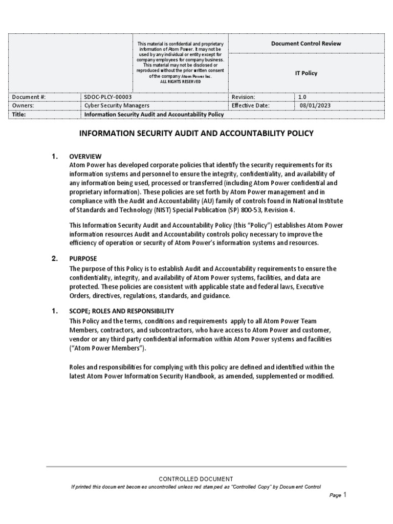 Information Security Audit and Accountability Policy Download Free