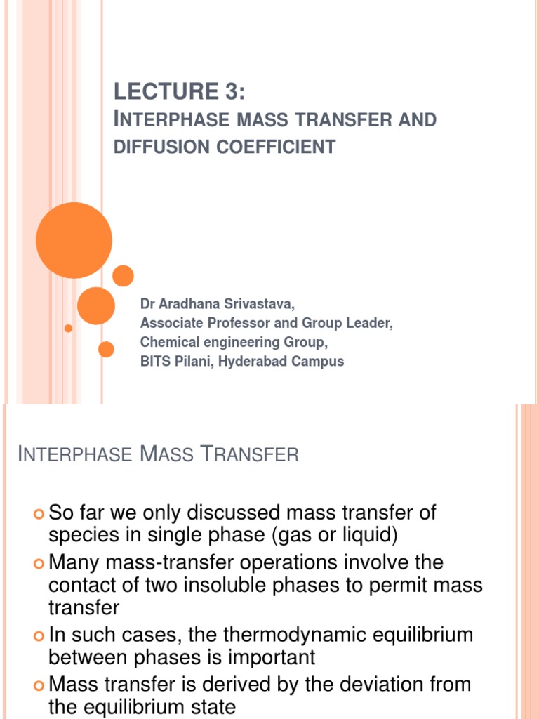 Interphase Mass Transfer & Diffusion Coefficients | PDF | Adsorption ...