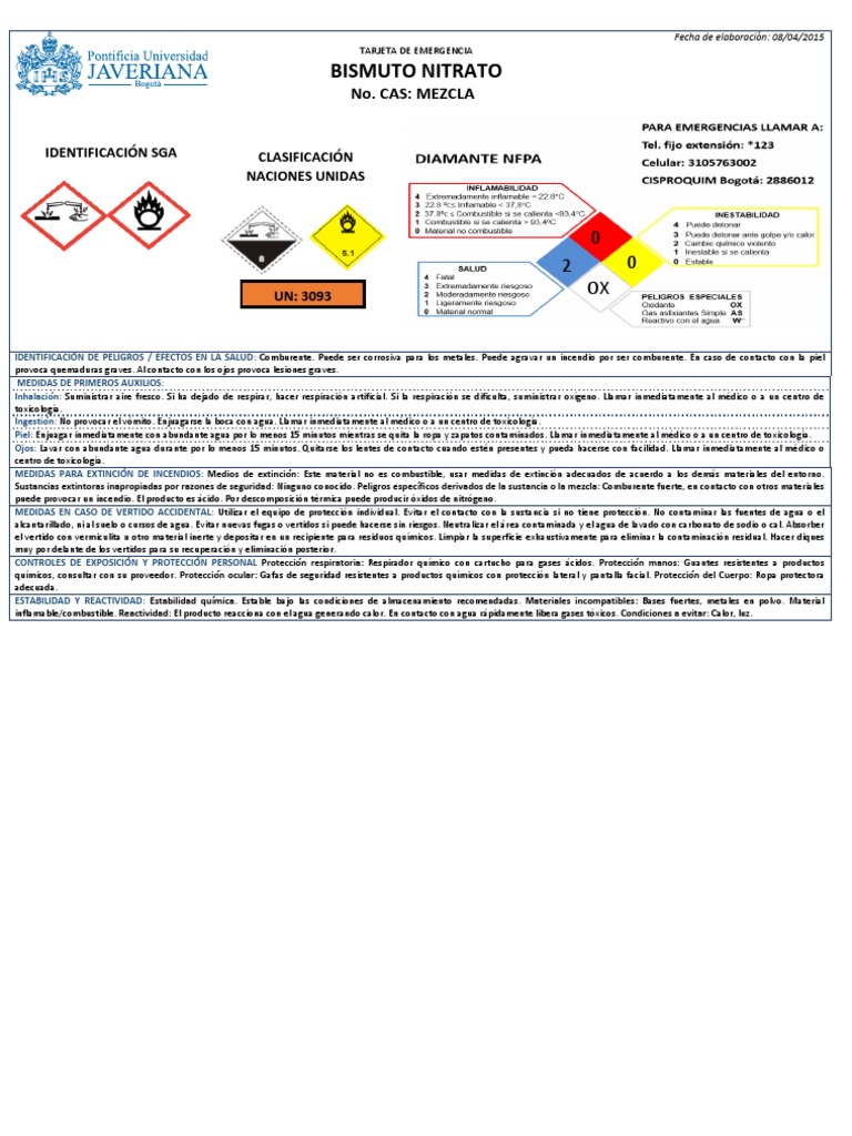 Bismuto Nitrato PDF Agua Toxicología