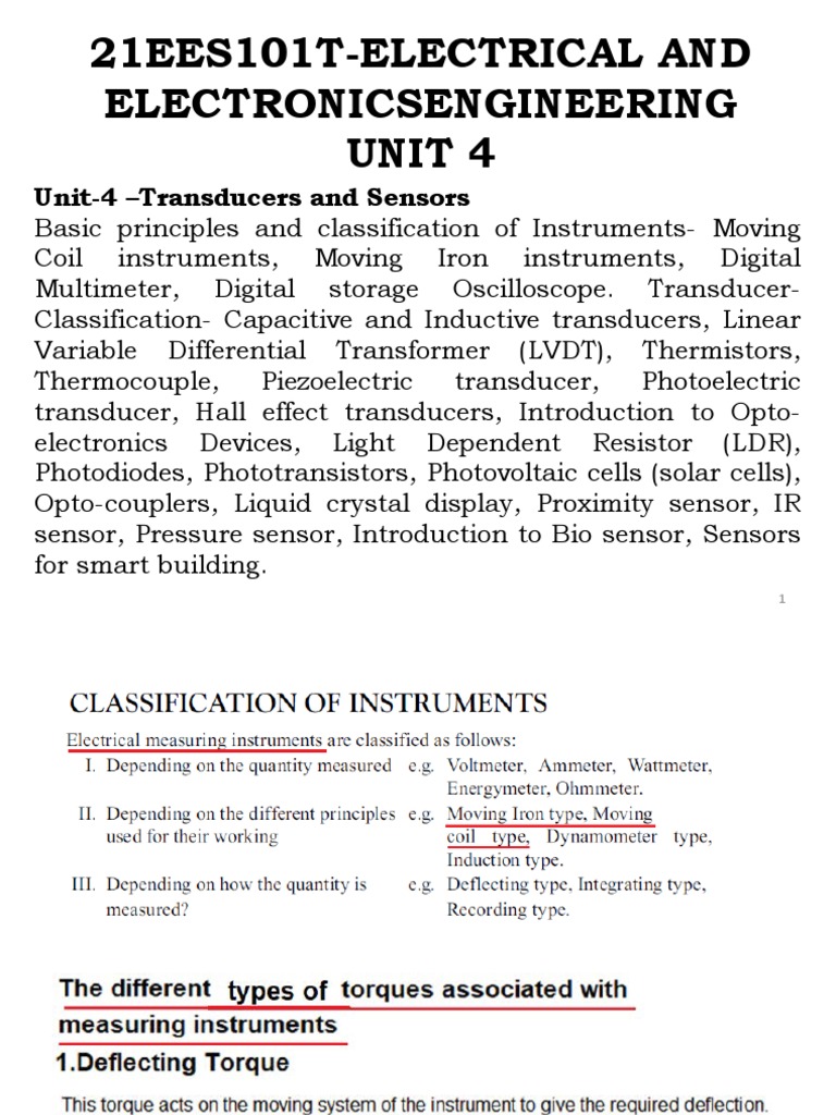 Transducers and Sensors Overview | PDF