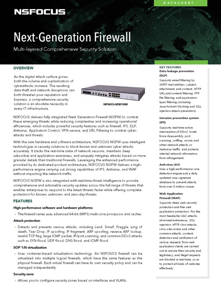 NSFOCUS Next-Gen Firewall Overview | PDF | Denial Of Service Attack ...