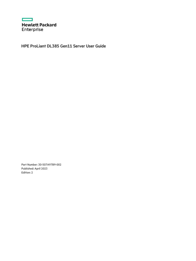 HPE ProLiant DL385 Gen11 Server User Guide | PDF | Computers