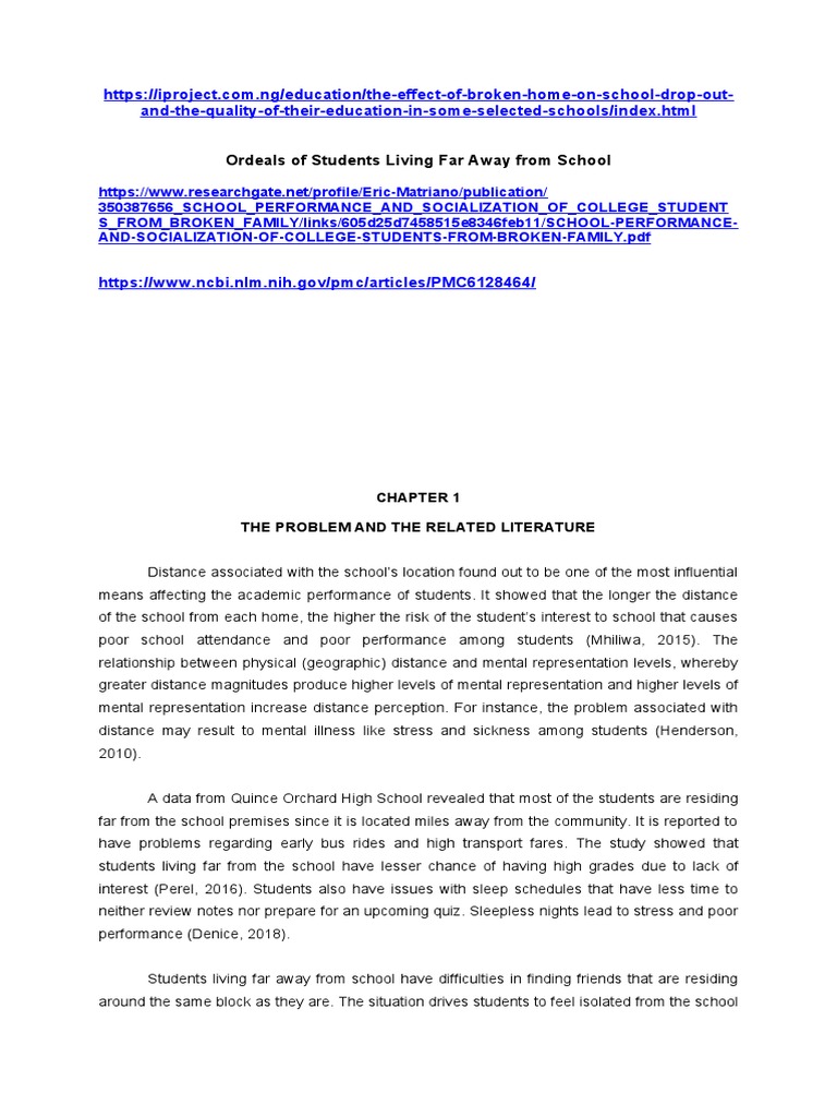 Challenges of Students Living Far from School | PDF | Motivation ...