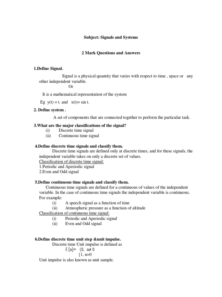 Signals & Systems Study Guide | PDF