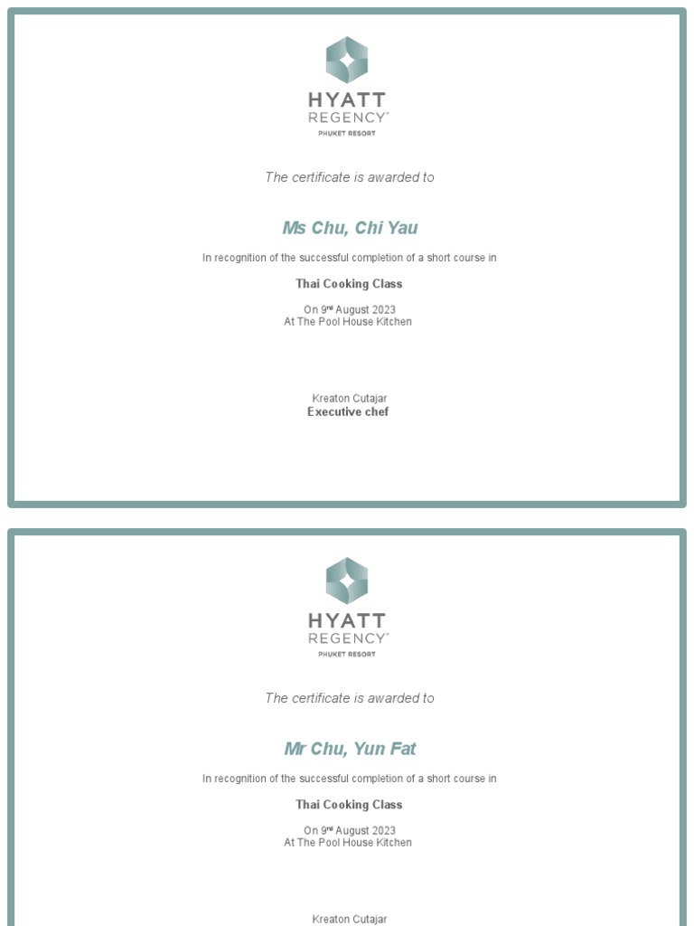Cooking Certificate | PDF