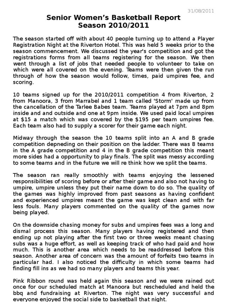 Presidents Report 2010 2011 | PDF | Sports | Leisure