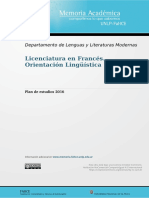 Licenciatura en Francés Orientación Linguística (Plan 2016)