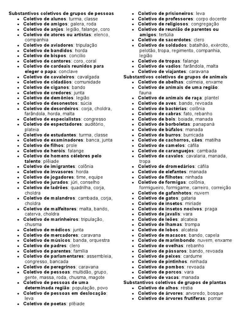 Substantivos Coletivos de Grupos de Pessoas | PDF | Arte
