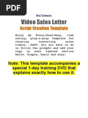 Video Sales Letter -Script Creator Template