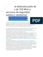 Banda de 700 para Seguridad Publica Argentina