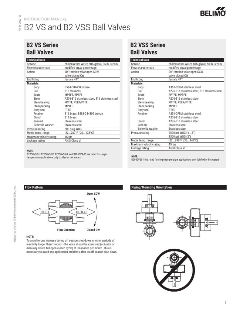 Belimo VSS Valve Installation Guide | PDF | Valve | Pipe (Fluid Conveyance)