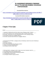 Leadership Research Findings Practice and Skills 7th Edition DuBrin Test Bank Download