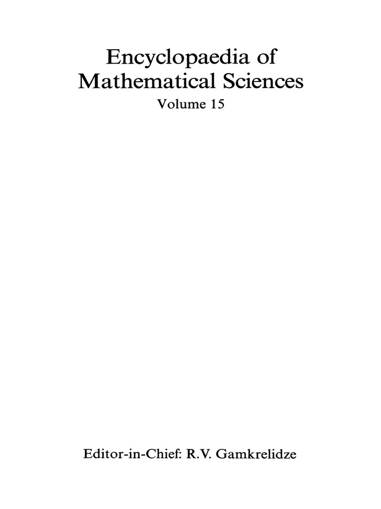Encyclopaedia of Mathematical Sciences | PDF | Science & Mathematics ...