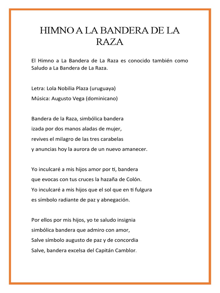 Himno a la Bandera de la Raza | PDF | Arte | Poesía