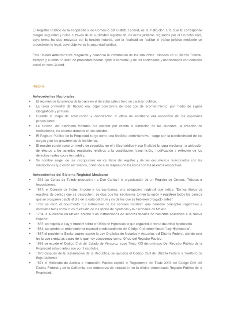 El Registro Público de la Propiedad y de Comercio del