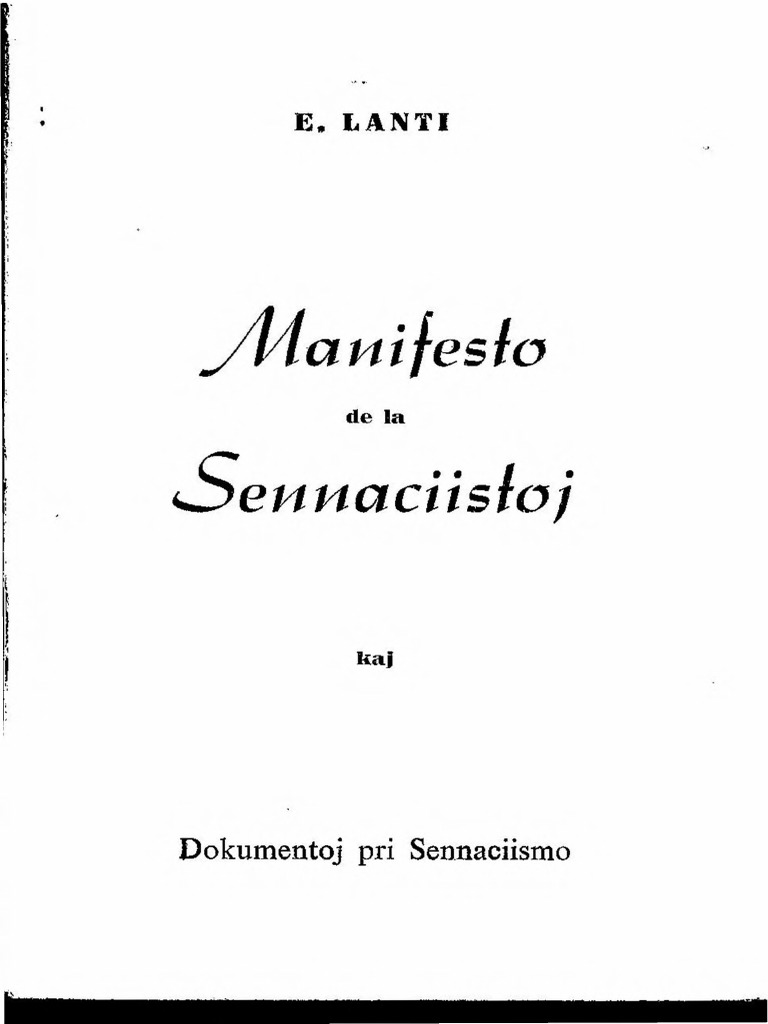 Lanti - Manifesto de La Sennaciistoj, 1970 | PDF
