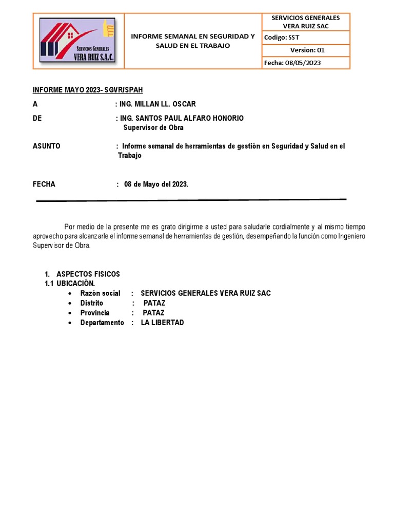 Informe Semanal de Seguridad Laboral | PDF