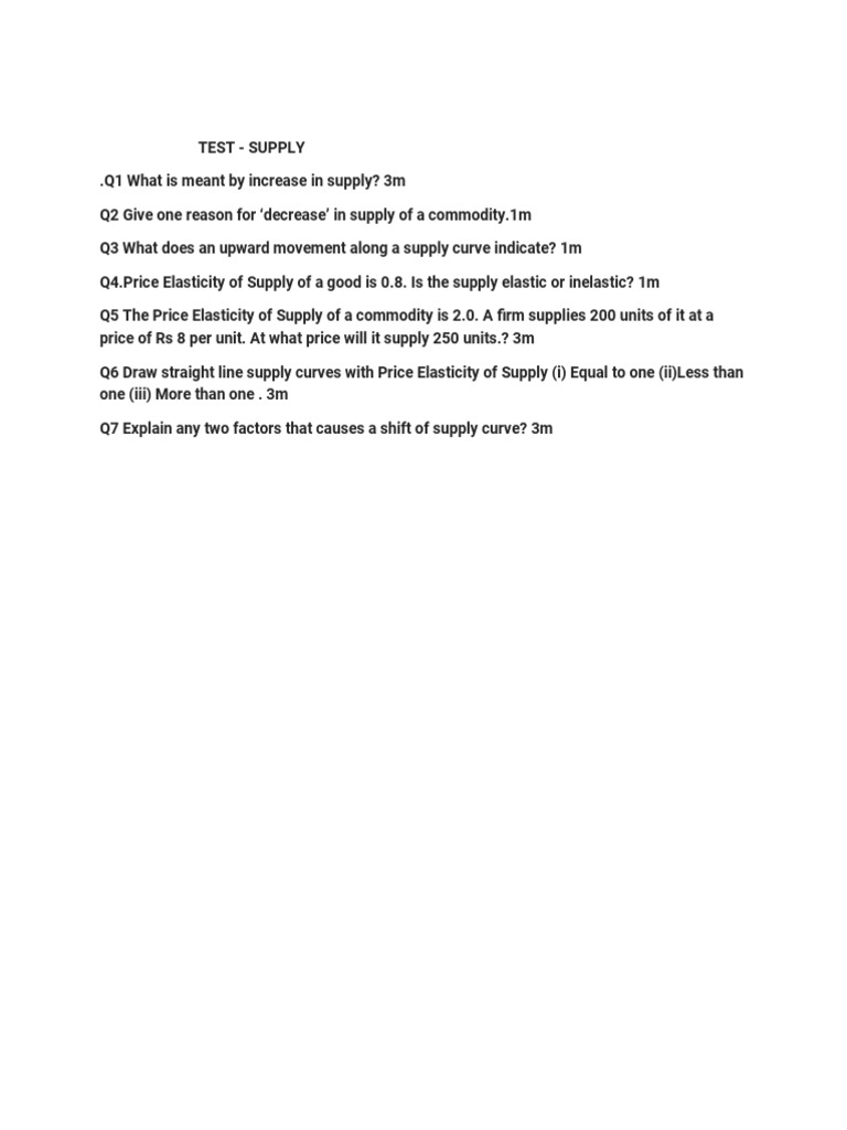 Supply Test Class PDF