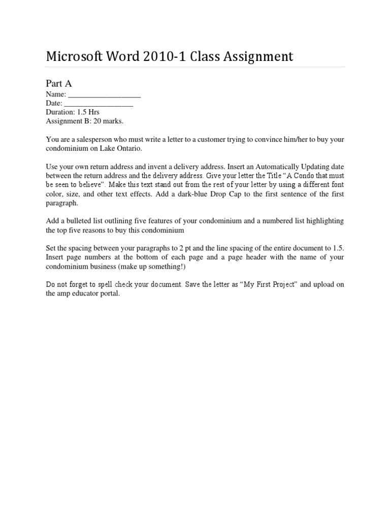 MS Word Level1 Assignment+1 | PDF