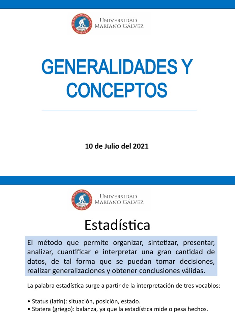 Conceptos y Generalidades | PDF | Estadísticas | Medición
