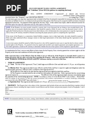 Exclusive Right to Sell Listing Agreement - Pre-filled Form-101-10