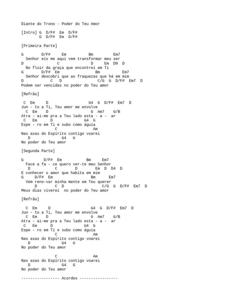 Cifra Diante Do Trono Poder Do Teu Amor Pdf