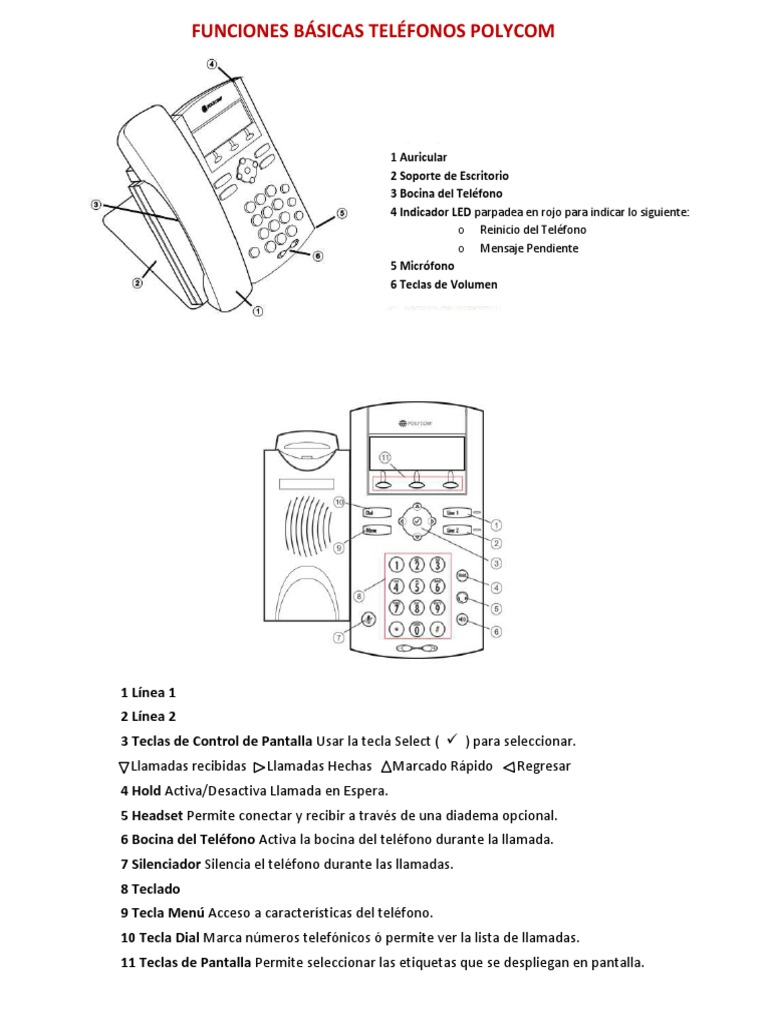 Funciones Básicas Teléfonos Polycom | PDF