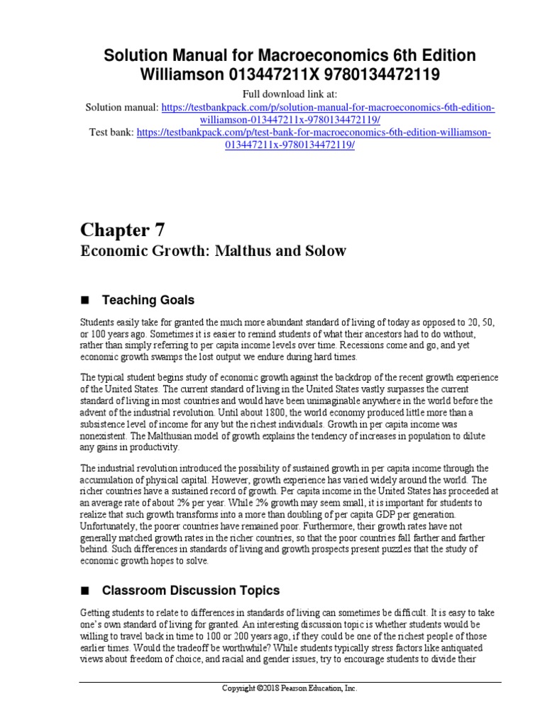 Macroeconomics 6th Edition Williamson Solutions Manual Download PDF
