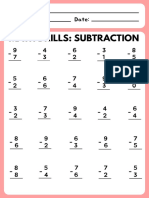 Math Drills Subtraction Worksheet