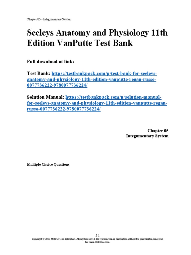 Seeleys Anatomy and Physiology 11th Edition VanPutte Test Bank 1 | PDF