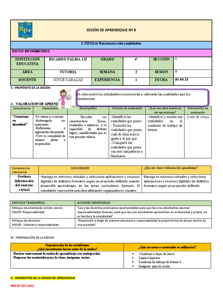 Sesión 8-Tutoría | PDF | Crecimiento personal y profesional ...