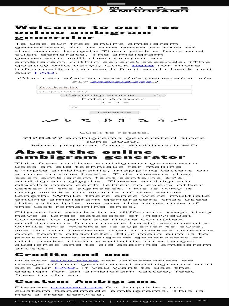 Free Online Ambigram Generator Make Ambigrams PDF