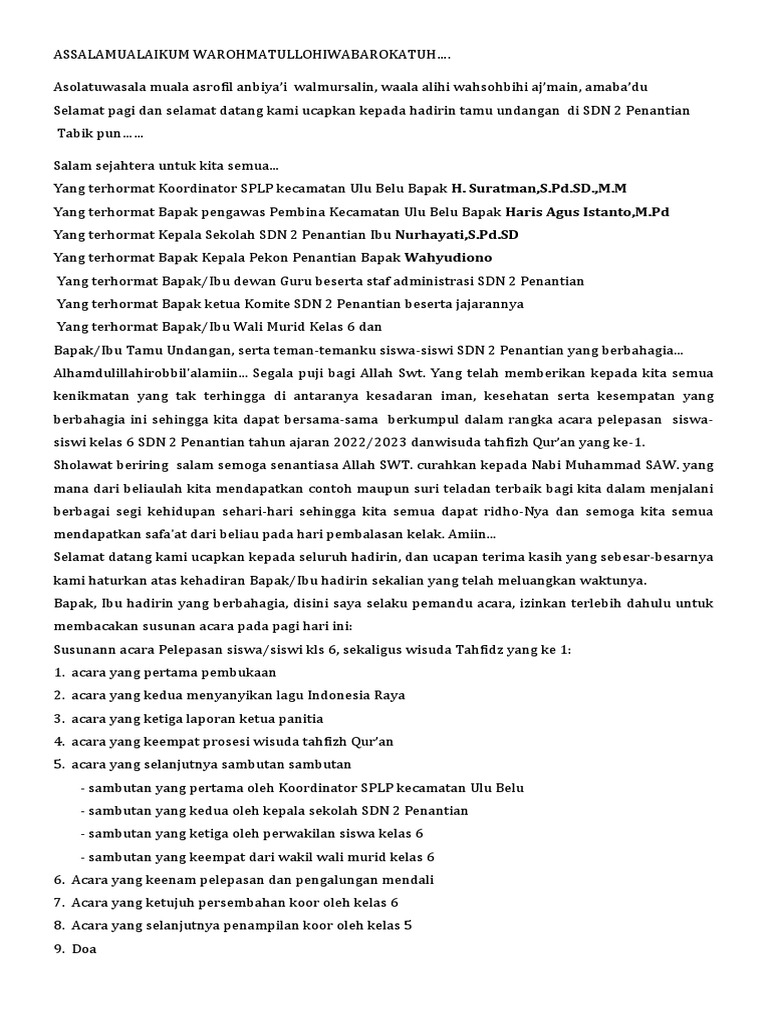 Susunan Acara Perpisahan Kelas 6 Pdf