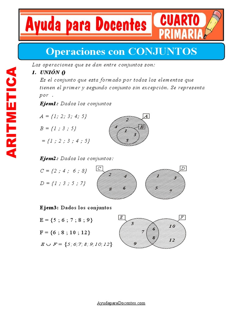 Operaciones Con Conjuntos para Cuarto de Primaria 1 | PDF
