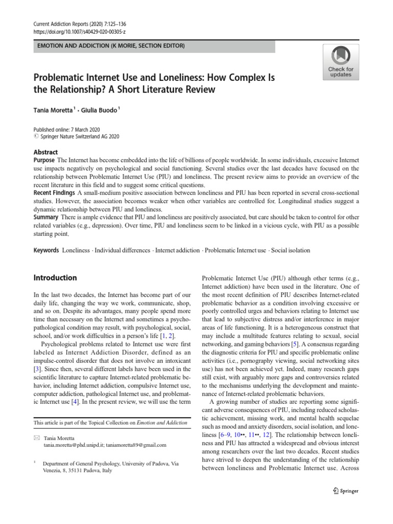 Problematic internet use and loneliness how complex is the