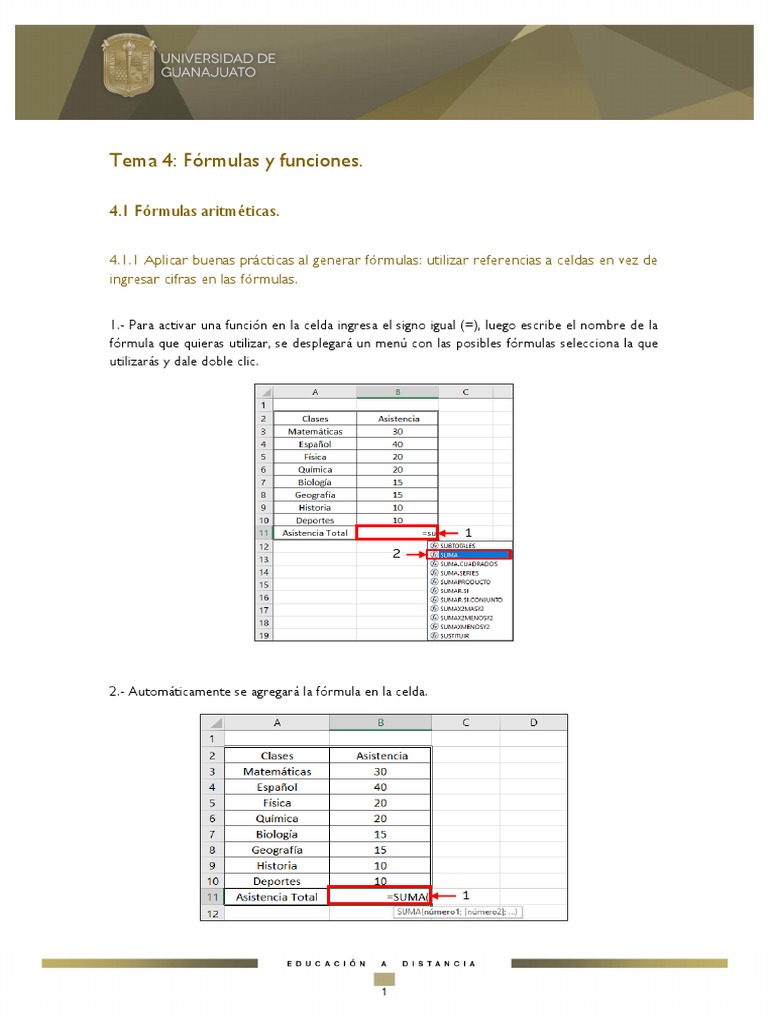 Tema 4 - Fórmulas y Funciones | PDF