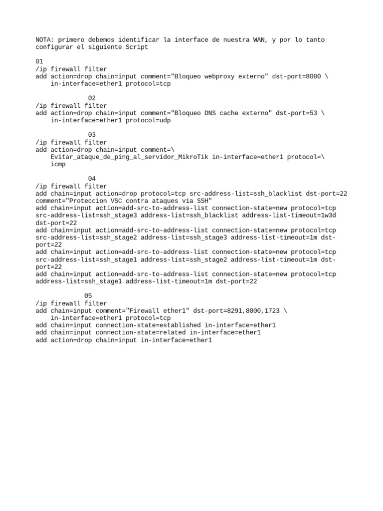 MikroTik WAN Firewall Configuration Guide | PDF