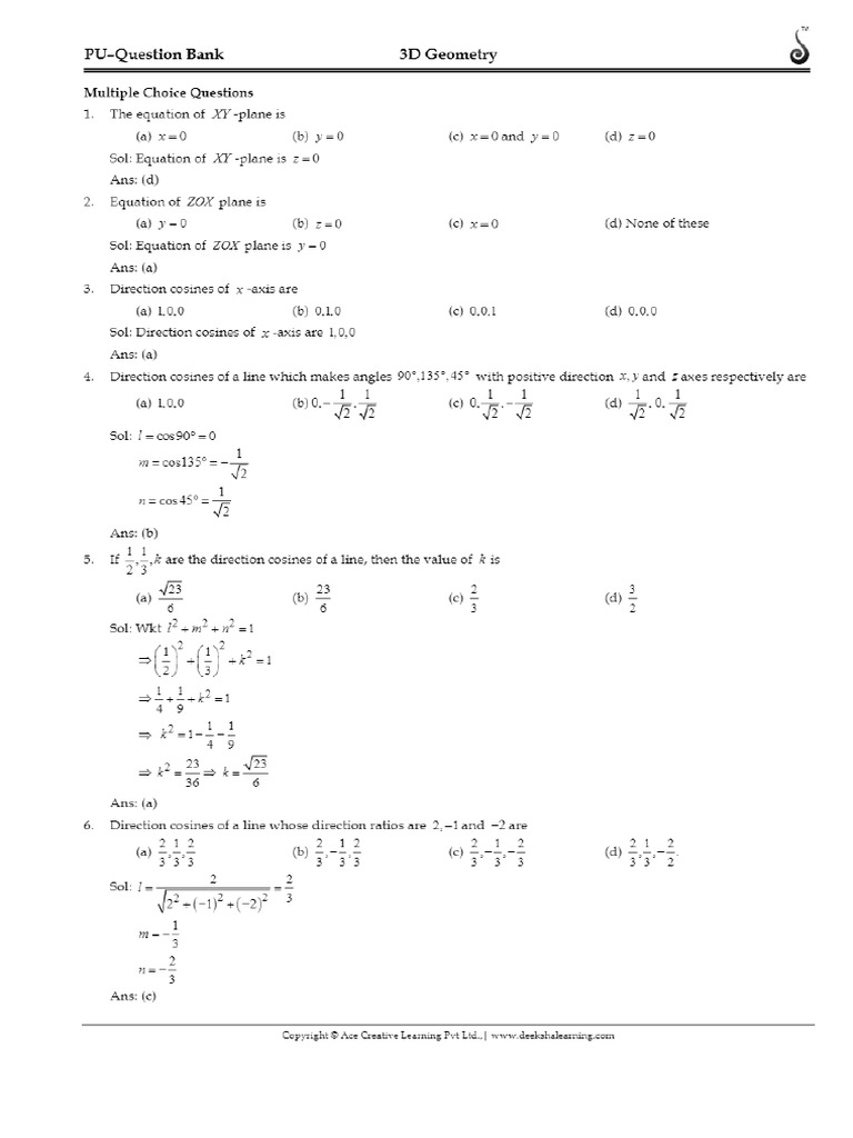3D Geometry | PDF