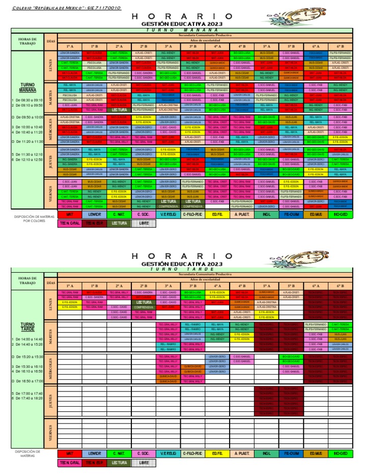 Horario Modelo 23 - 2023 | PDF