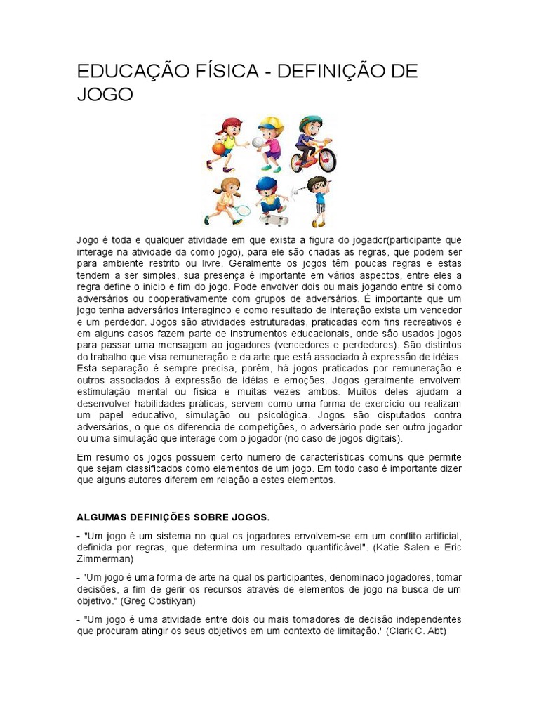 Definição e Características do Jogo | PDF