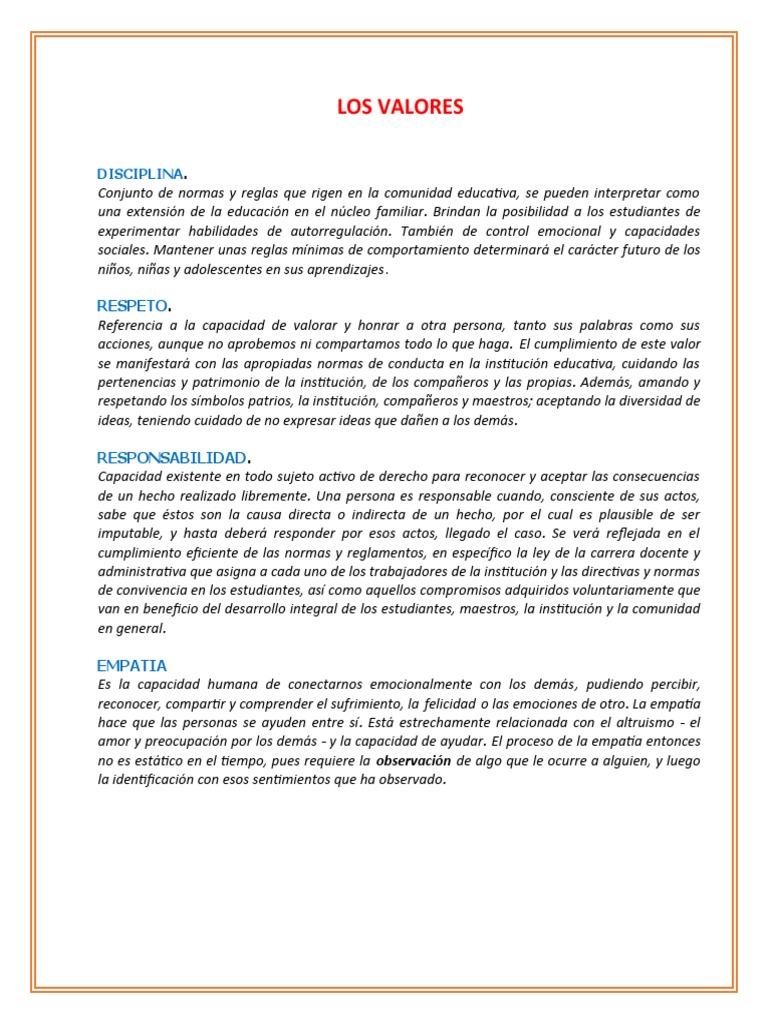 Los Valores y Las Normas de Convivencia 2023 | PDF | Institución | Empatía