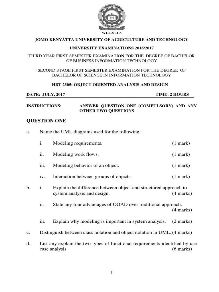 HBT 2305 Object Oriented Analysis and Design | PDF | Class (Computer ...