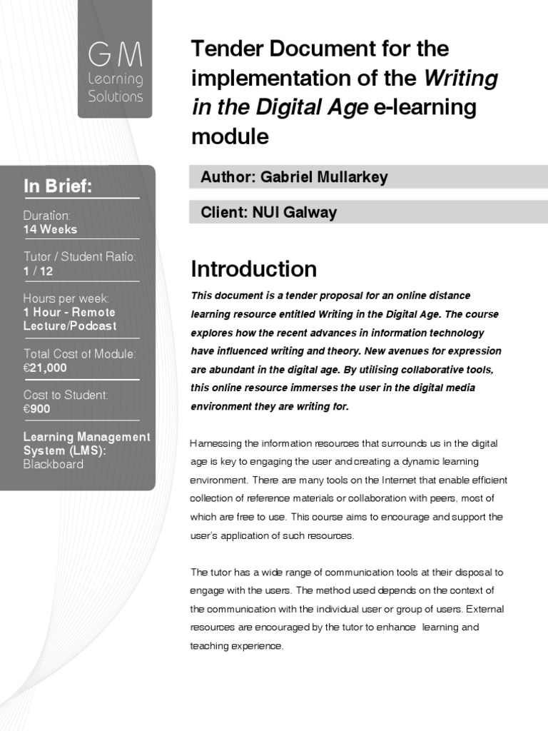 E-Learning Tender Document | PDF | Educational Technology | Internet Forum